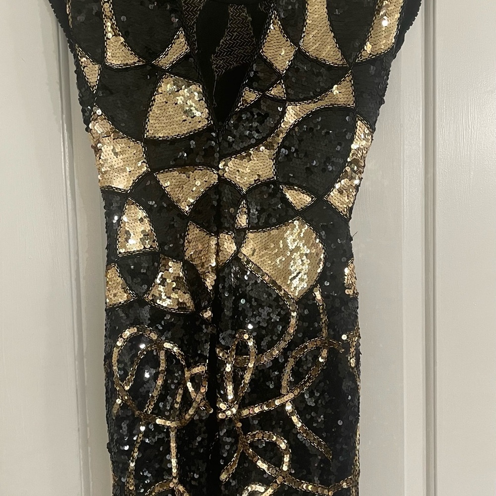 Black and Gold Sequin Dress